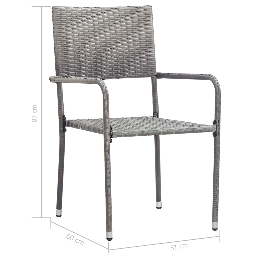 vidaXL Patio Dining Chairs Outdoor Rattan Wicker Dining Chair Poly Rattan-7