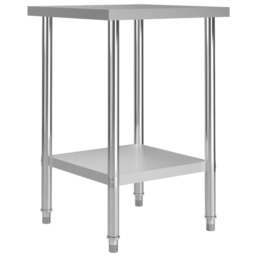 vidaXL Kitchen Work Table Hotel Prep Work Table with underhelf Stainless Steel-0