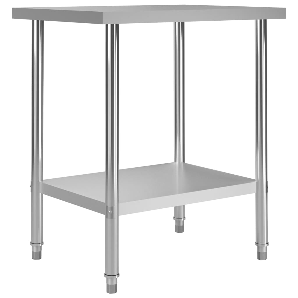 vidaXL Kitchen Work Table Hotel Prep Work Table with underhelf Stainless Steel-14