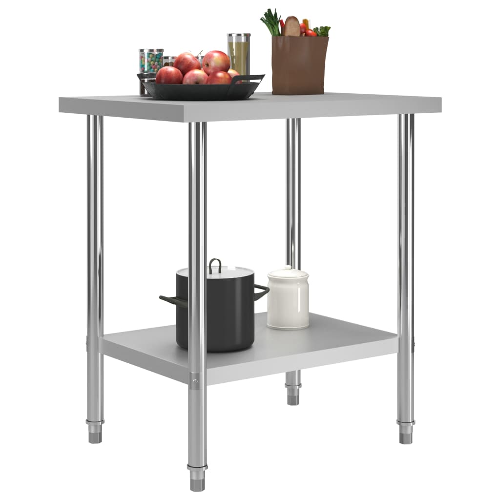 vidaXL Kitchen Work Table Hotel Prep Work Table with underhelf Stainless Steel-19