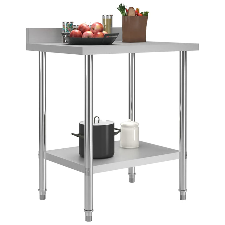 vidaXL Kitchen Work Table Hotel Prep Work Table with underhelf Stainless Steel-49