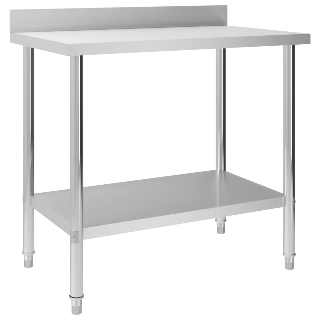 vidaXL Kitchen Work Table Hotel Prep Work Table with underhelf Stainless Steel-3