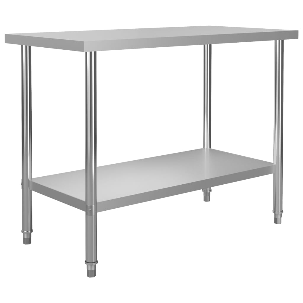 vidaXL Kitchen Work Table Hotel Prep Work Table with underhelf Stainless Steel-35