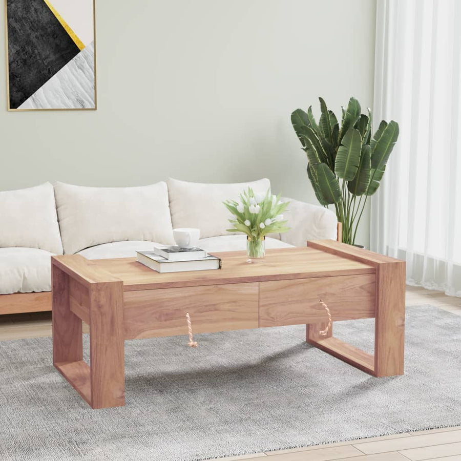 vidaXL Coffee Table 43.3"x23.6"x15.7" Solid Teak Wood-0