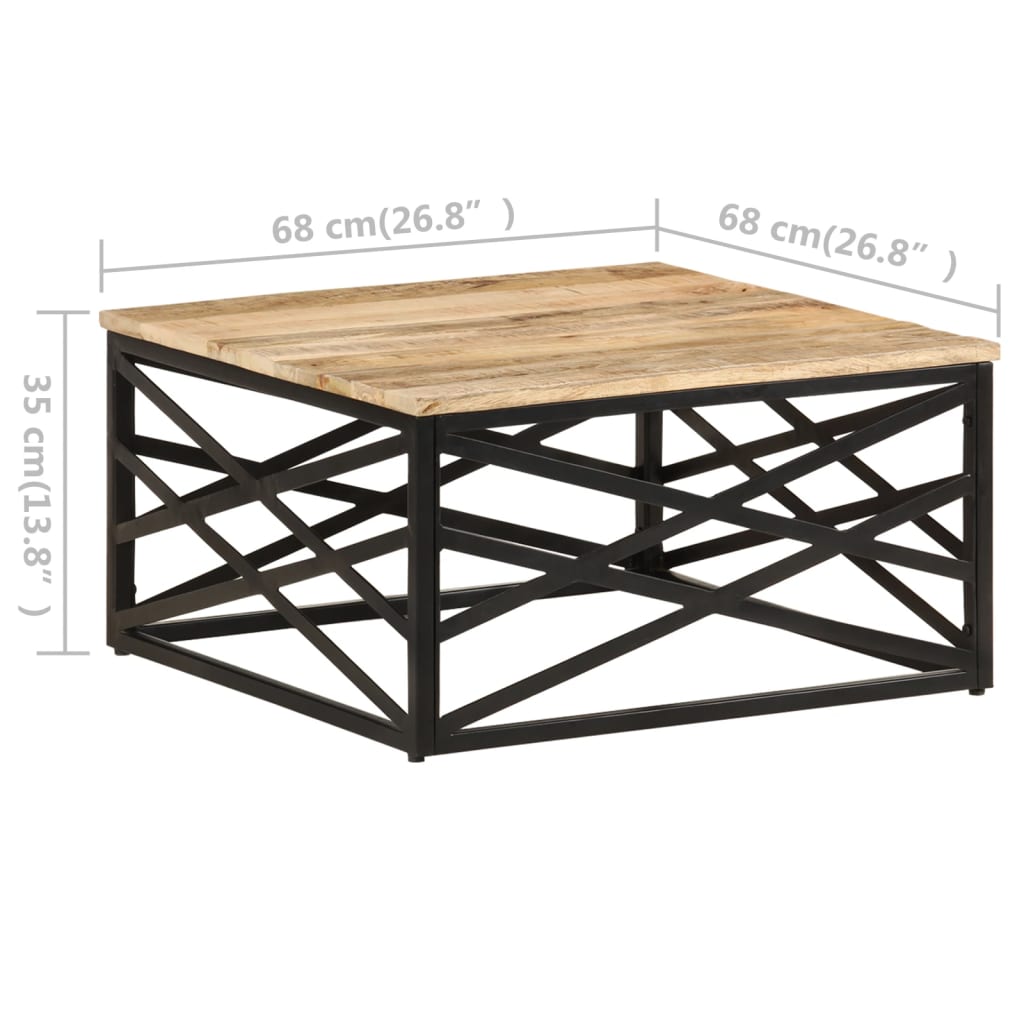 vidaXL Coffee Table 26.8"x26.8"x13.8" Solid Mango Wood-0