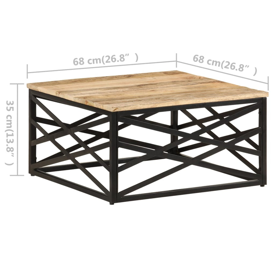 vidaXL Coffee Table 26.8"x26.8"x13.8" Solid Mango Wood-0