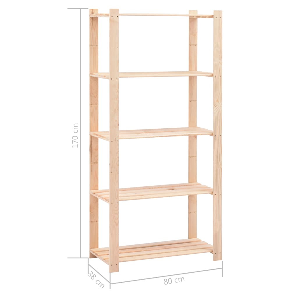 vidaXL Storage Rack Shelving Unit Storage Shelf 5-Tier Solid Pinewood 551.2 lb-26