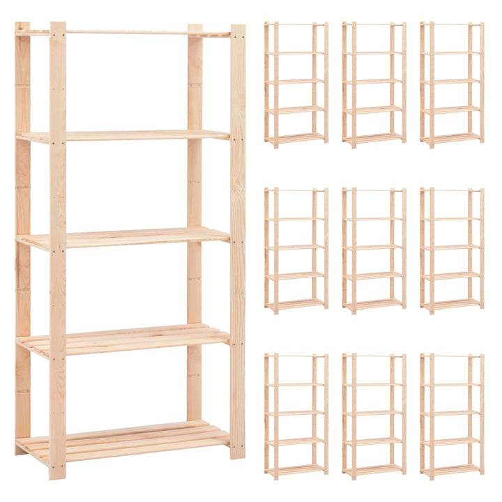 vidaXL Storage Rack Shelving Unit Storage Shelf 5-Tier Solid Pinewood 551.2 lb-38