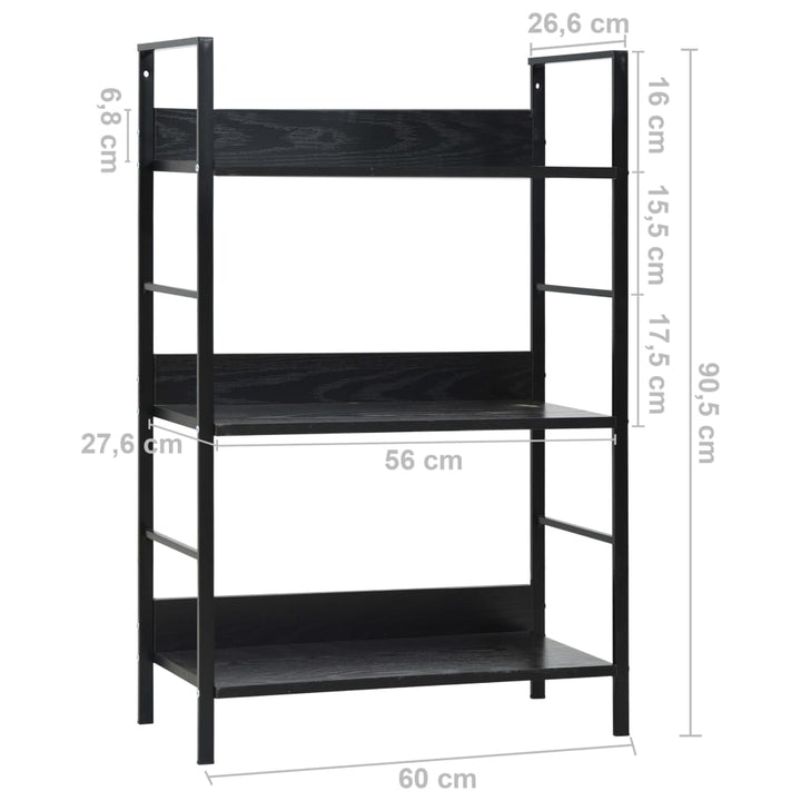 vidaXL 3-Layer Book Shelf Black 23.6"x10.9"x35.6" Engineered Wood-44