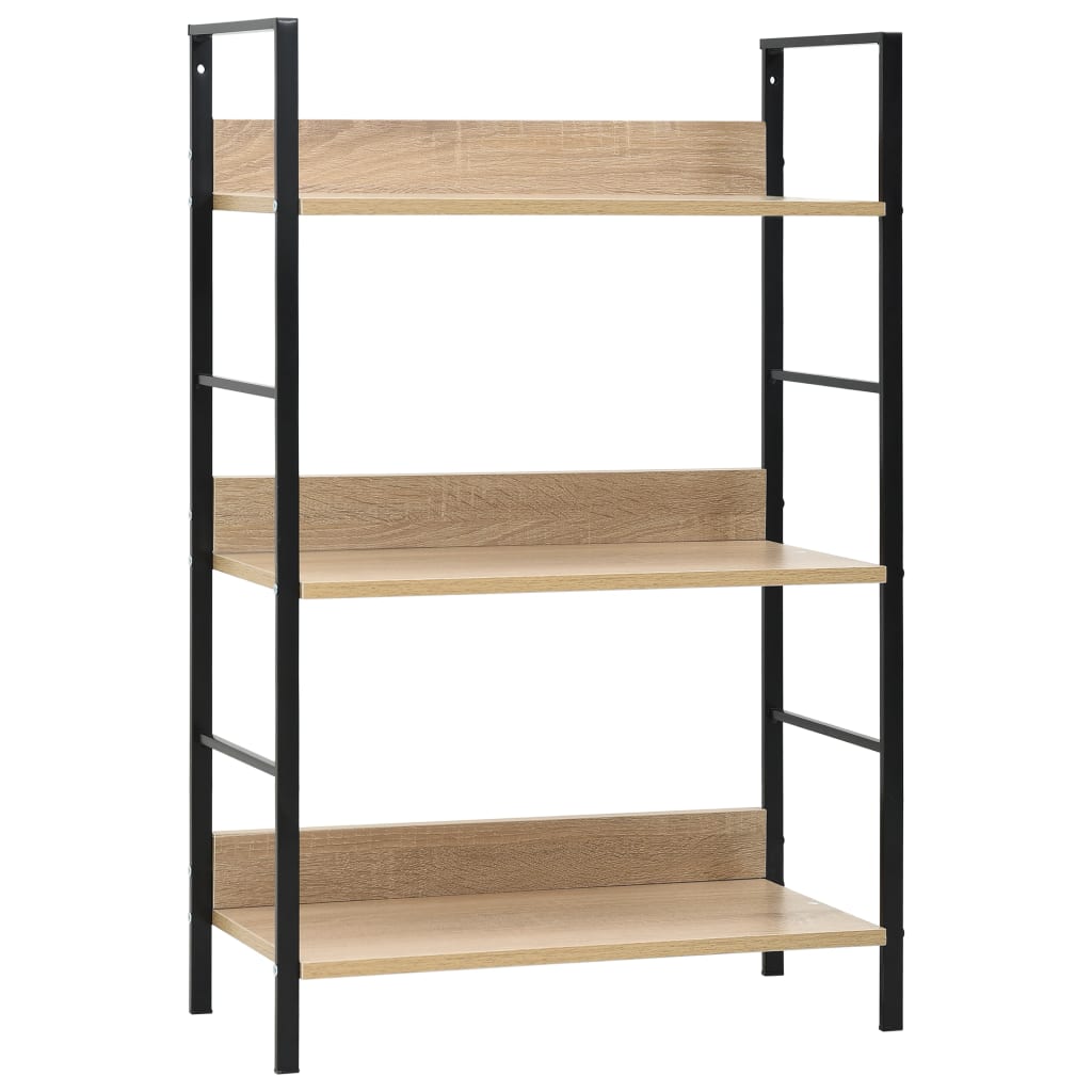 vidaXL 3-Layer Book Shelf Black 23.6"x10.9"x35.6" Engineered Wood-4