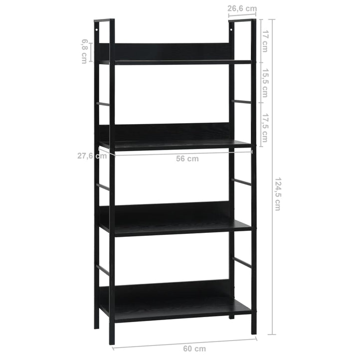 vidaXL 3-Layer Book Shelf Black 23.6"x10.9"x35.6" Engineered Wood-55