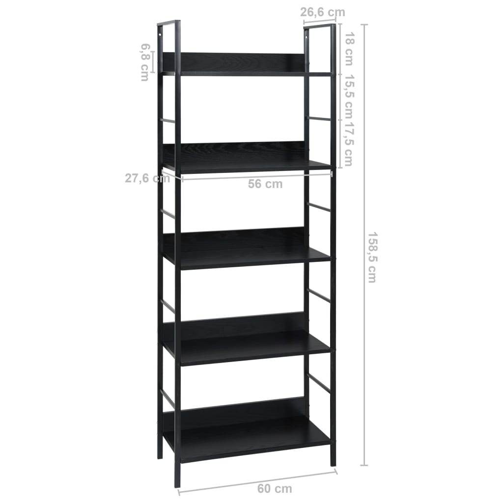 vidaXL 3-Layer Book Shelf Black 23.6"x10.9"x35.6" Engineered Wood-72