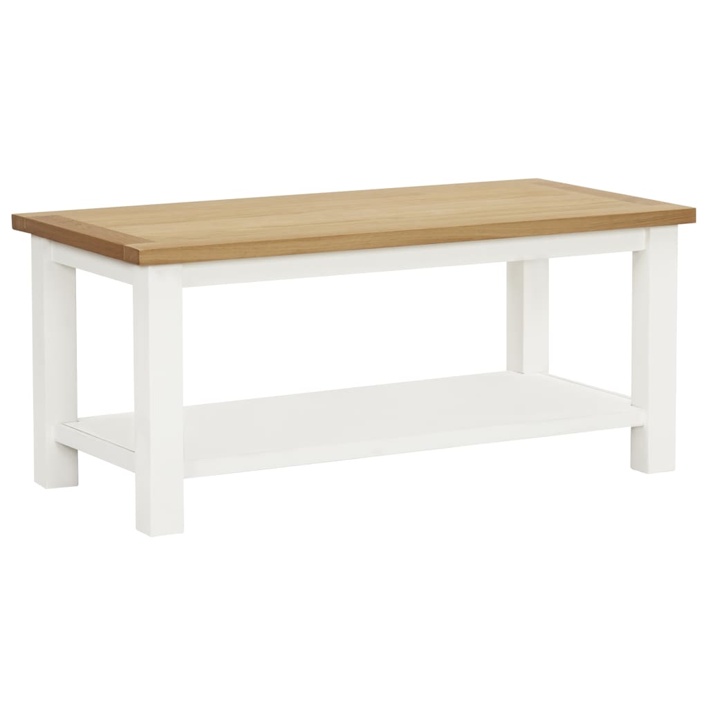 vidaXL Coffee Table End Table with Storage Shelf Sofa Table Solid Wood Oak-17