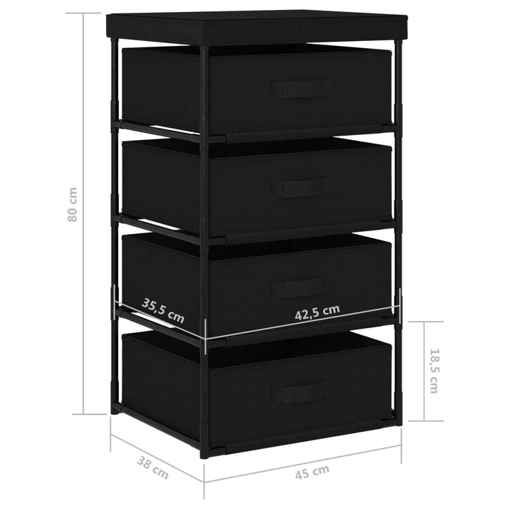 vidaXL Cabinet Storage Rack Drawer Cabinet Shelf with 4 Fabric Baskets Steel-8