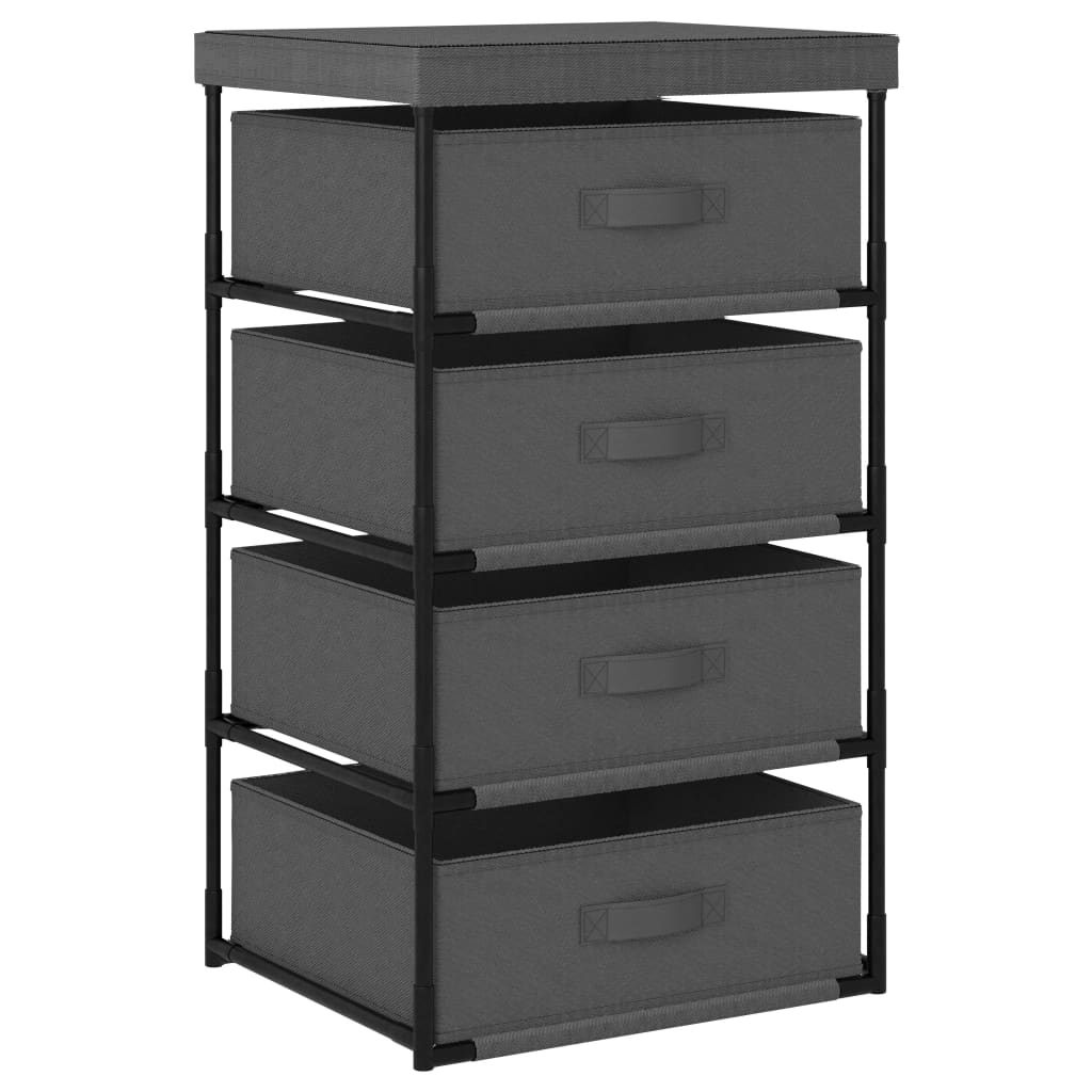 vidaXL Cabinet Storage Rack Drawer Cabinet Shelf with 4 Fabric Baskets Steel-15