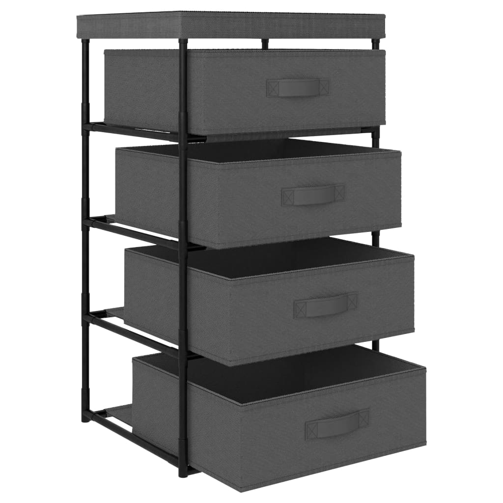 vidaXL Cabinet Storage Rack Drawer Cabinet Shelf with 4 Fabric Baskets Steel-19