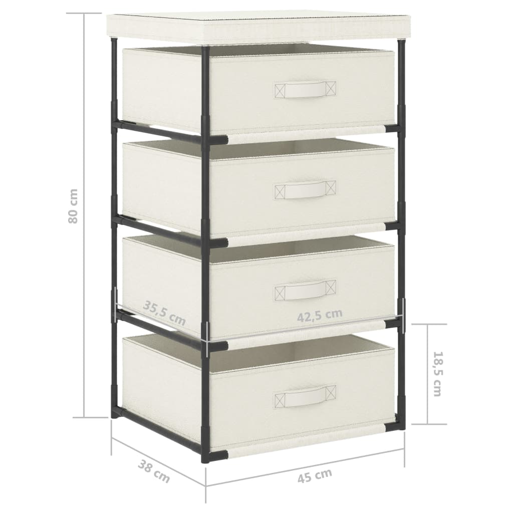 vidaXL Cabinet Storage Rack Drawer Cabinet Shelf with 4 Fabric Baskets Steel-12