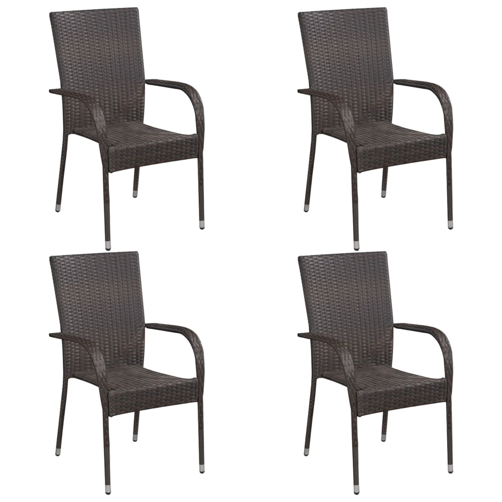 vidaXL Stackable Patio Chairs Outdoor Wicker Patio Dining Chair Poly Rattan-2