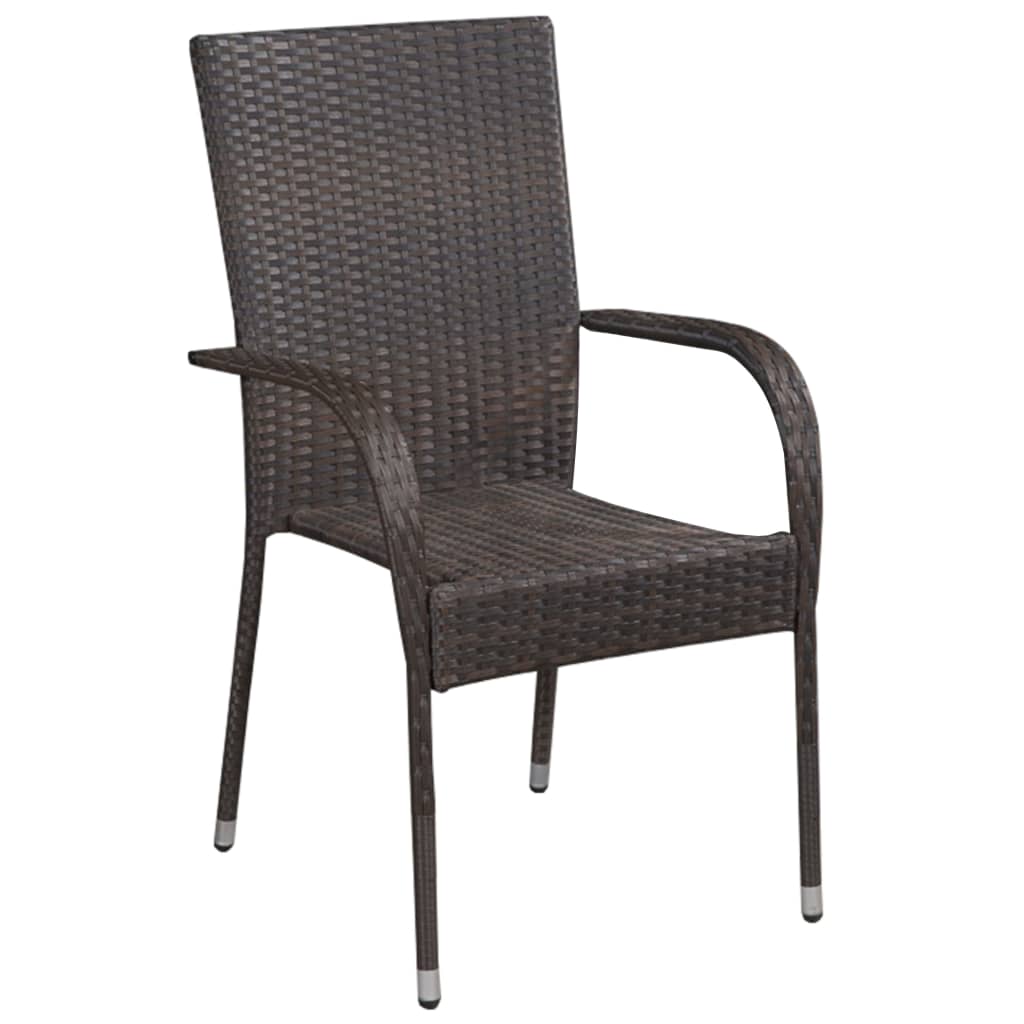 vidaXL Stackable Patio Chairs Outdoor Wicker Patio Dining Chair Poly Rattan-7