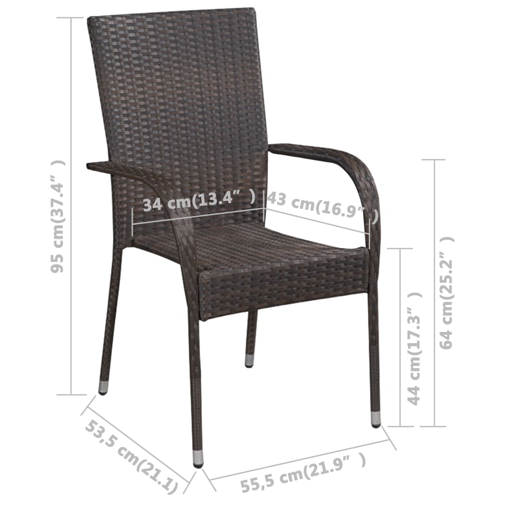 vidaXL Stackable Patio Chairs Outdoor Wicker Patio Dining Chair Poly Rattan-41