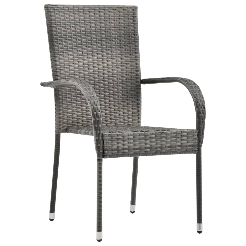 vidaXL Stackable Patio Chairs Outdoor Wicker Patio Dining Chair Poly Rattan-39