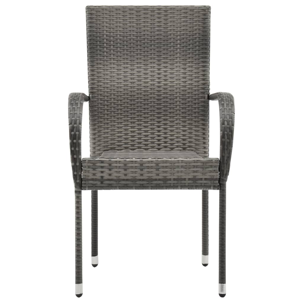 vidaXL Stackable Patio Chairs Outdoor Wicker Patio Dining Chair Poly Rattan-8