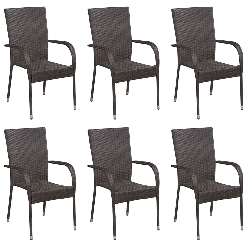vidaXL Stackable Patio Chairs Outdoor Wicker Patio Dining Chair Poly Rattan-43