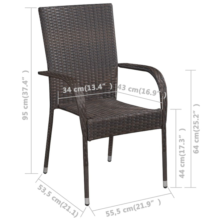 vidaXL Stackable Patio Chairs Outdoor Wicker Patio Dining Chair Poly Rattan-23