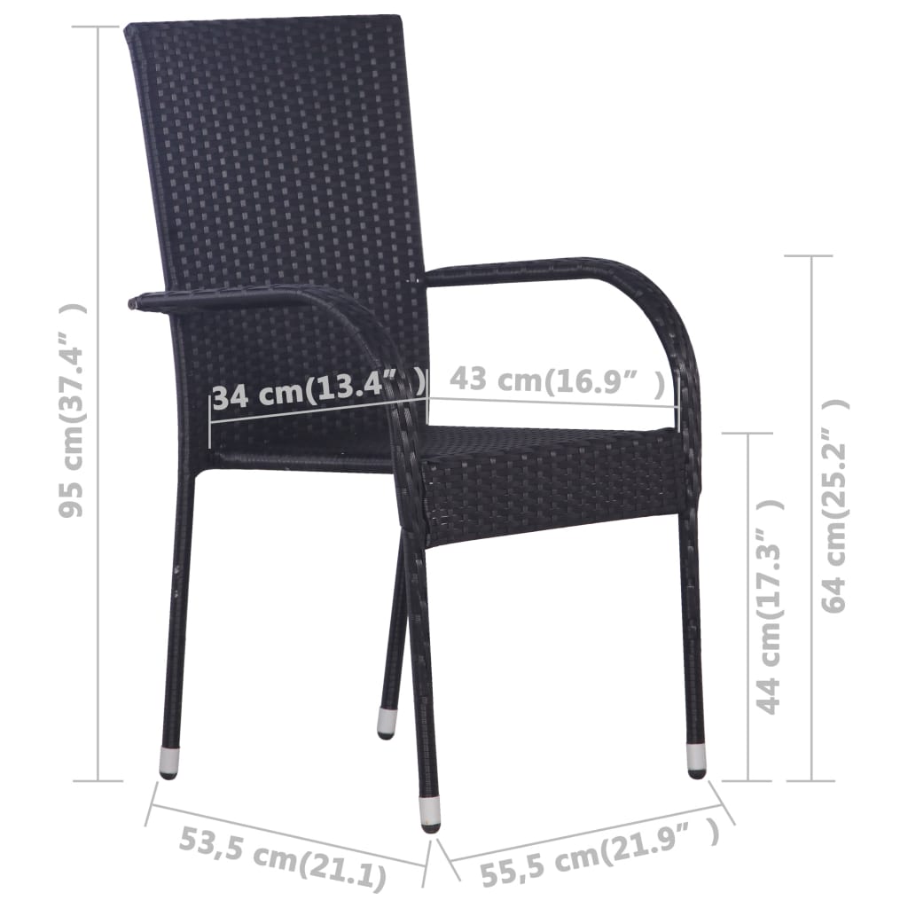 vidaXL Stackable Patio Chairs Outdoor Wicker Patio Dining Chair Poly Rattan-32