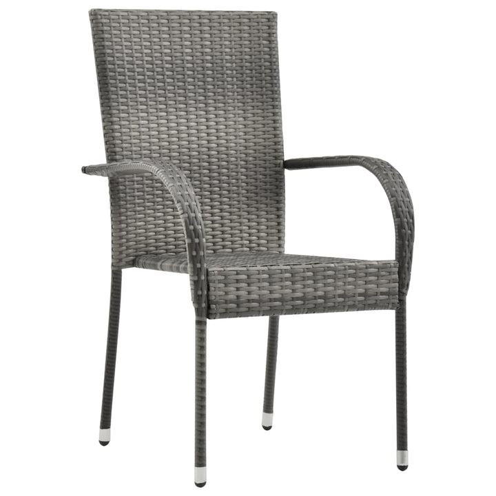 vidaXL Stackable Patio Chairs Outdoor Wicker Patio Dining Chair Poly Rattan-34