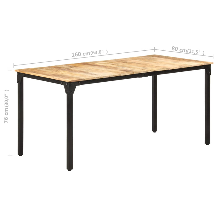 vidaXL Dining Table Kitchen Table Dining Room Dinner Table Rough Mango Wood-15