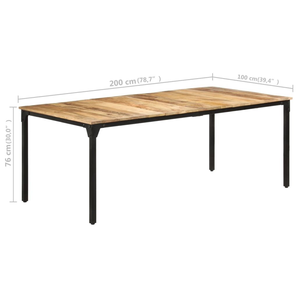 vidaXL Dining Table Kitchen Table Dining Room Dinner Table Rough Mango Wood-31