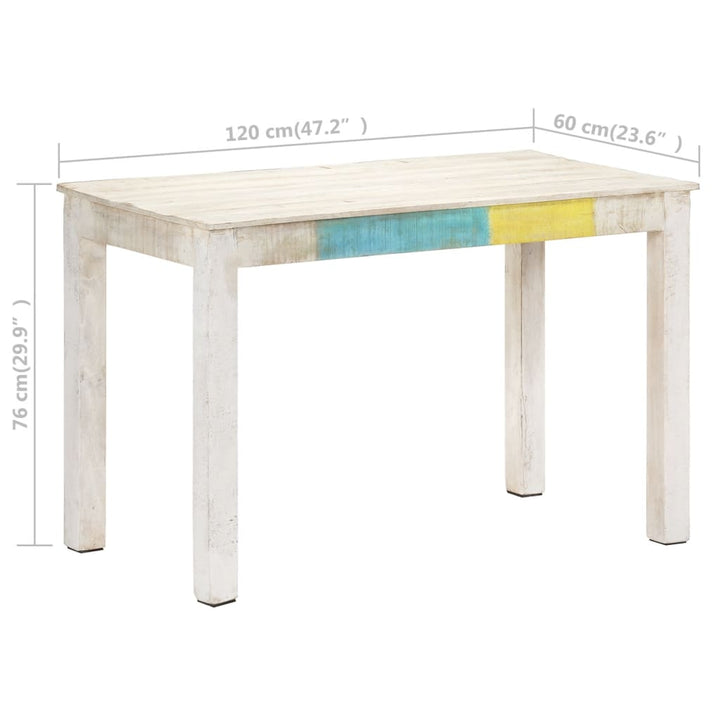 vidaXL Dining Table Kitchen Table Dining Room Table White Solid Mango Wood-4