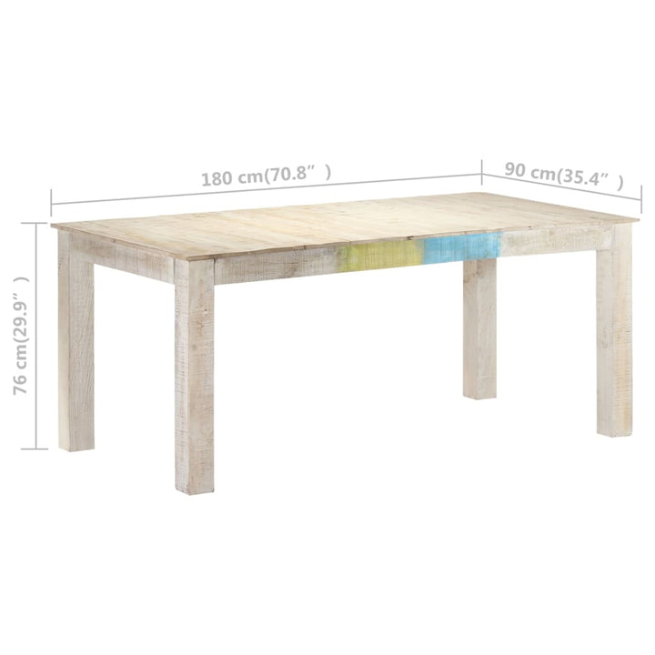 vidaXL Dining Table Kitchen Table Dining Room Table White Solid Mango Wood-14