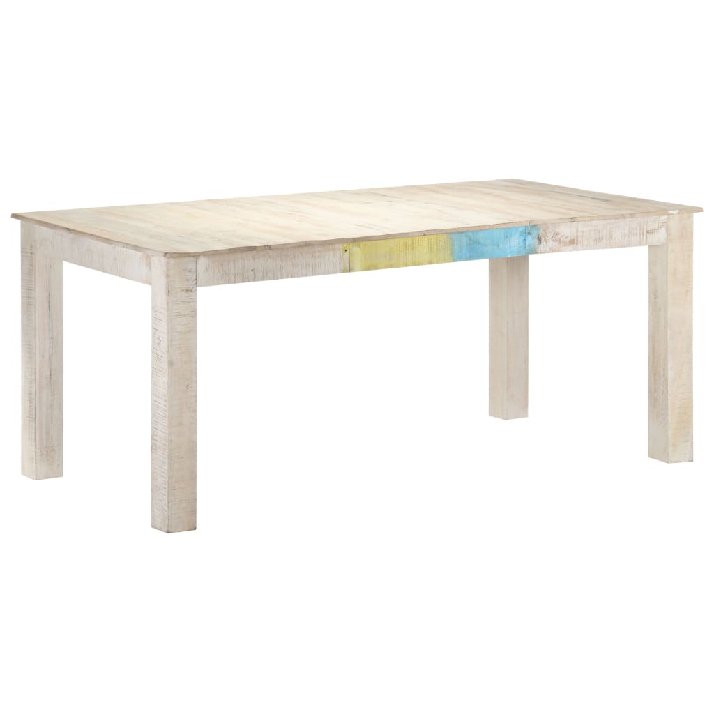 vidaXL Dining Table Kitchen Table Dining Room Table White Solid Mango Wood-5
