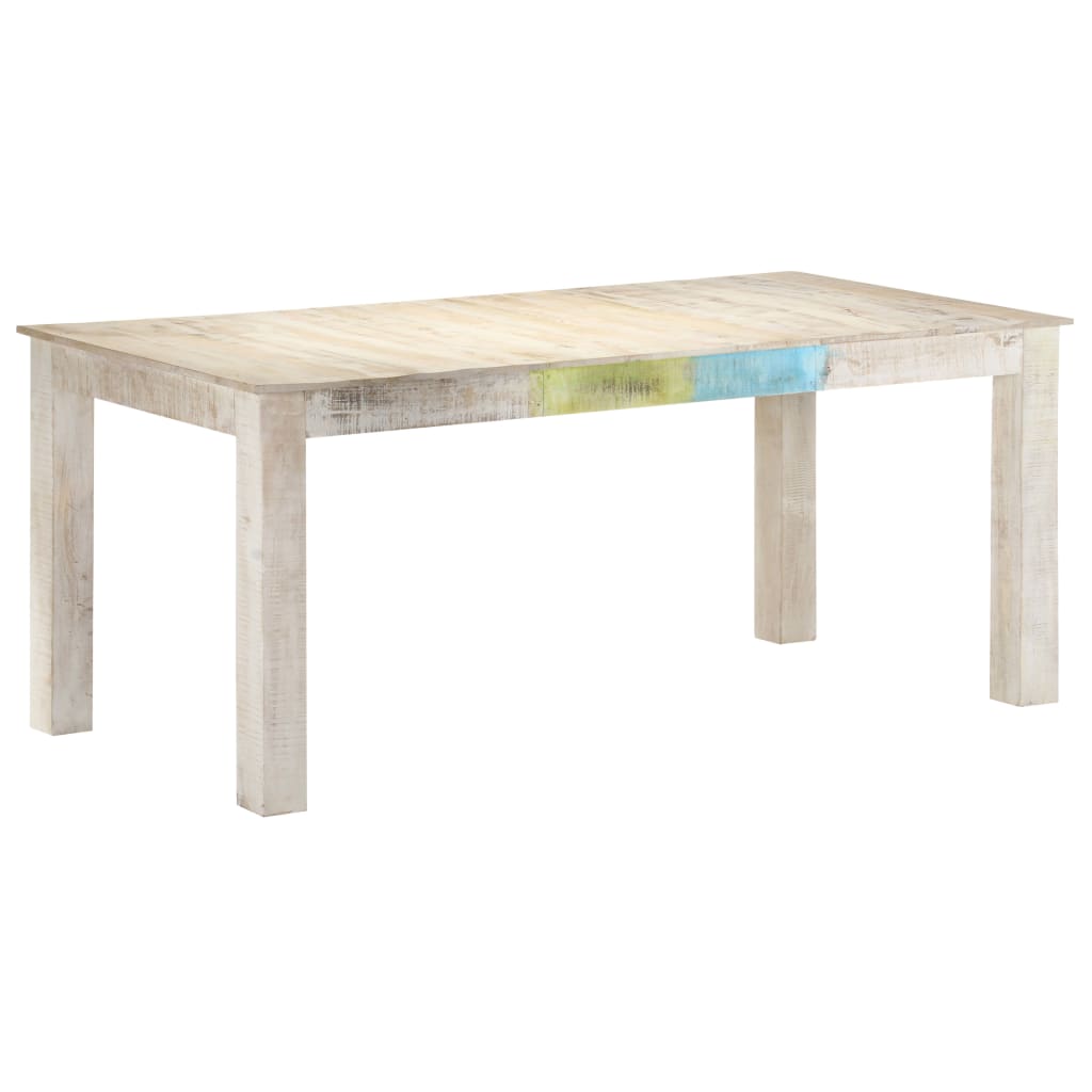 vidaXL Dining Table Kitchen Table Dining Room Table White Solid Mango Wood-7