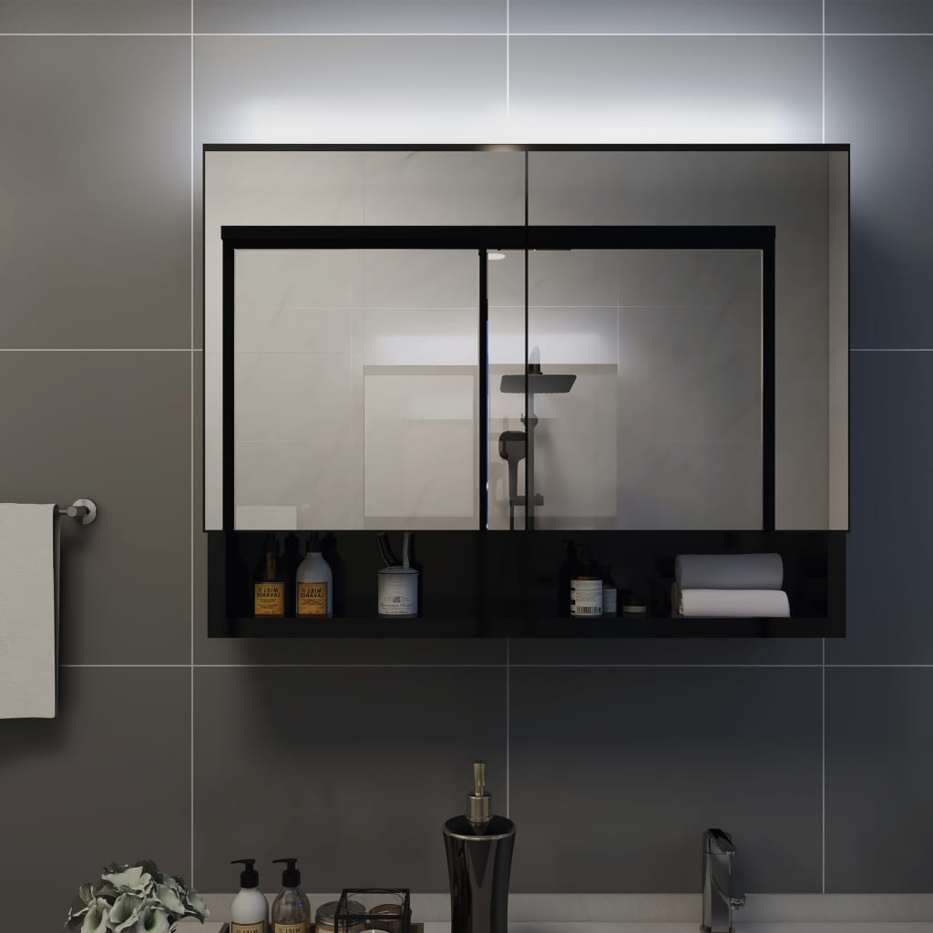 vidaXL LED Bathroom Mirror Cabinet Storage Vanity Wall Cabinet Furniture MDF-23