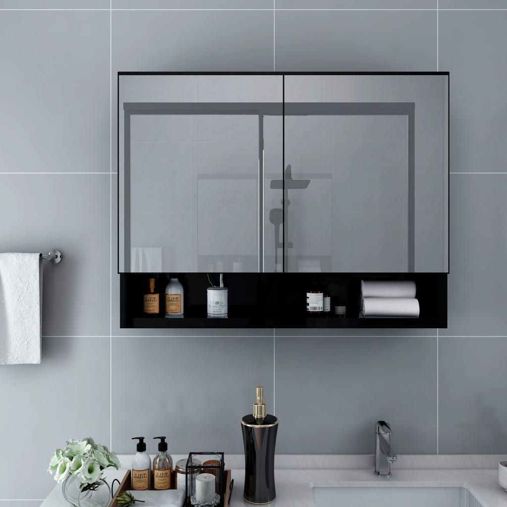 vidaXL LED Bathroom Mirror Cabinet Storage Vanity Wall Cabinet Furniture MDF-21