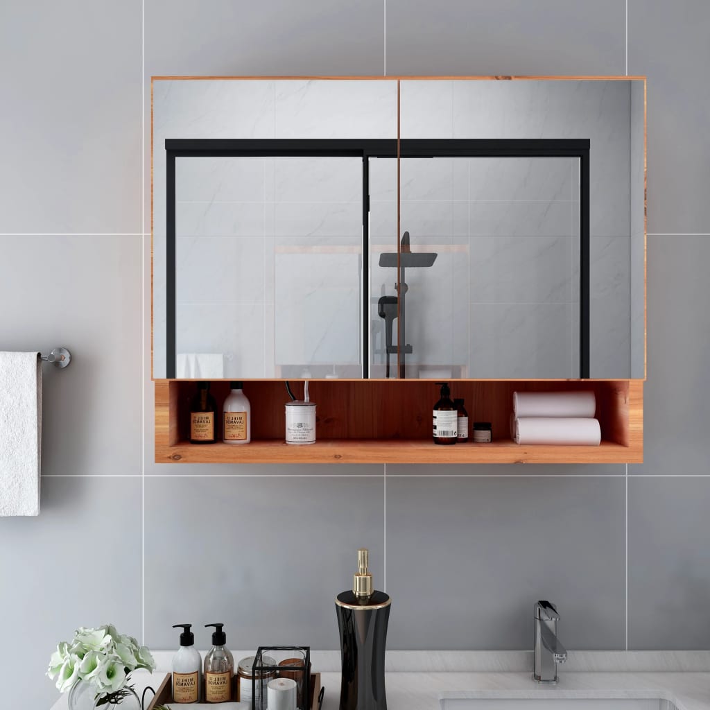 vidaXL LED Bathroom Mirror Cabinet Storage Vanity Wall Cabinet Furniture MDF-7