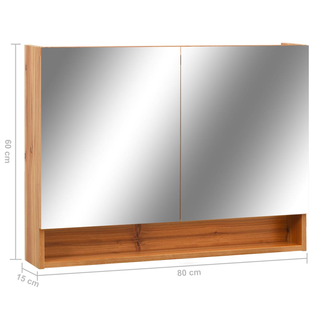 vidaXL LED Bathroom Mirror Cabinet Storage Vanity Wall Cabinet Furniture MDF-15