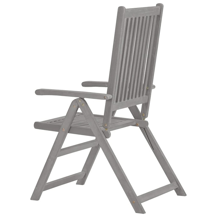 vidaXL Outdoor Recliner Chairs Patio Reclining Chair Gray Solid Wood Acacia-3