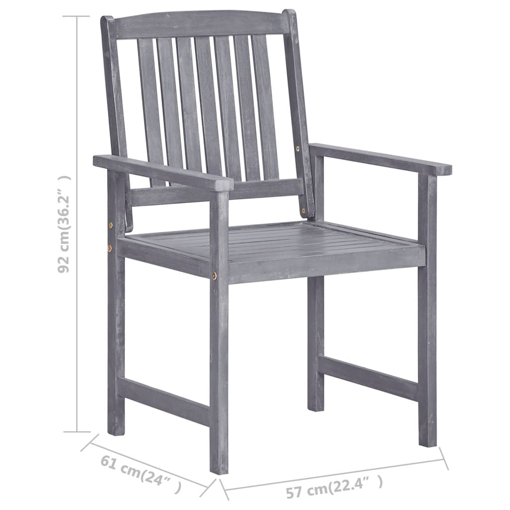 vidaXL Patio Chairs Outdoor Dining Chair for Deck Garden Solid Wood Acacia-4