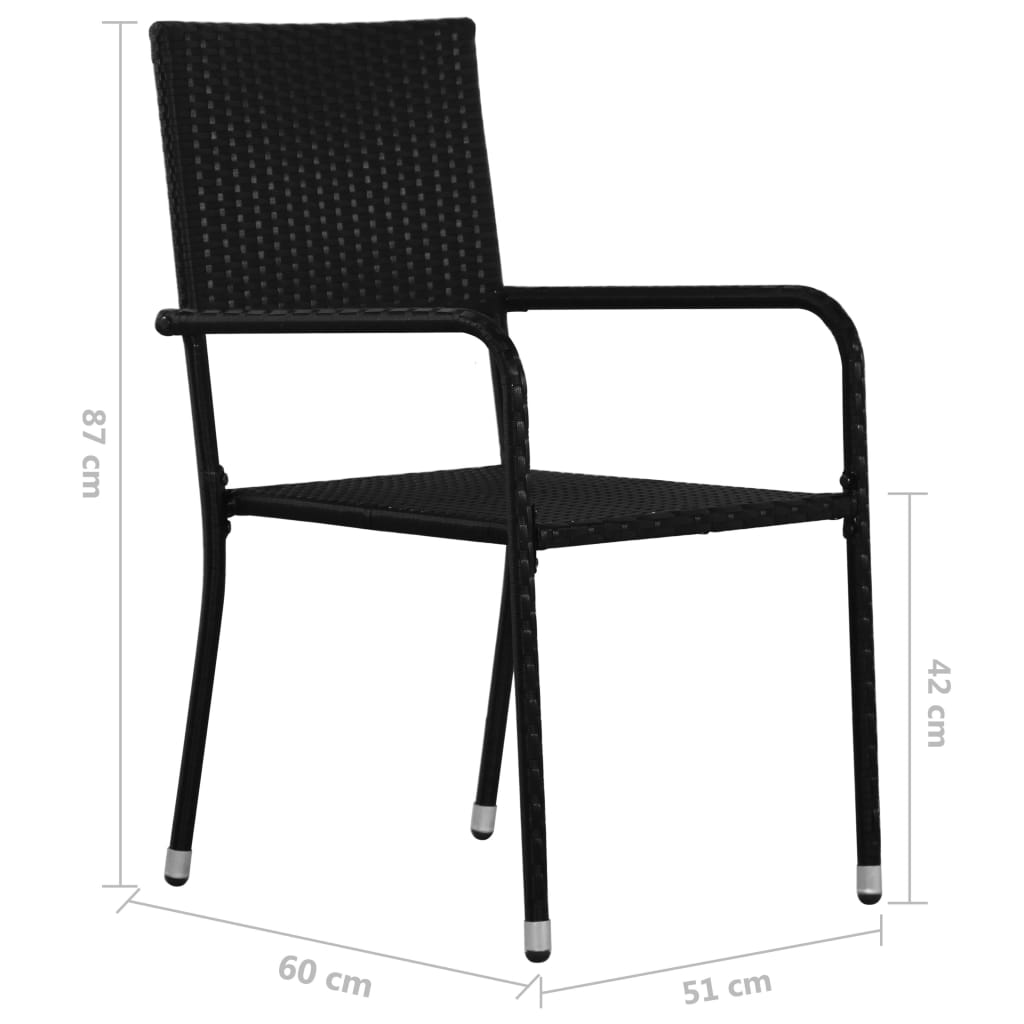 vidaXL Patio Dining Chairs Outdoor Rattan Wicker Dining Chair Poly Rattan-16