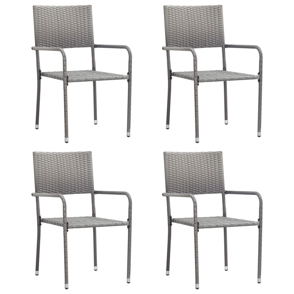 vidaXL Patio Dining Chairs Outdoor Rattan Wicker Dining Chair Poly Rattan-14