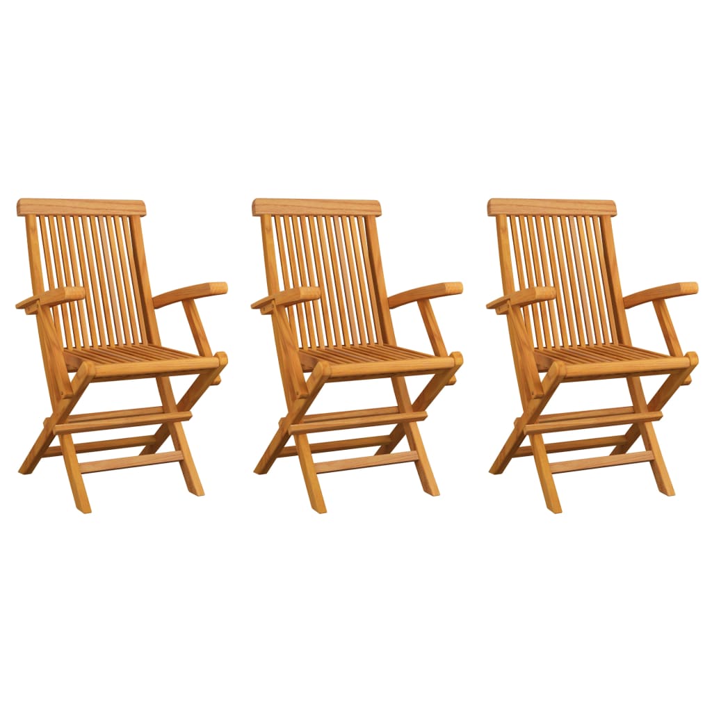 vidaXL Patio Chairs Outdoor Bistro Folding Chair with Armrest Solid Wood Teak-32