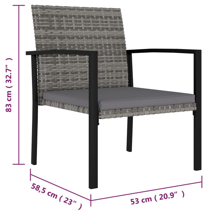 vidaXL Modern Dining Chairs Outdoor Patio Rattan Dining Chair Poly Rattan-3