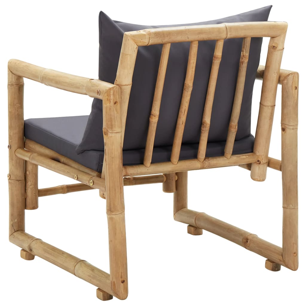 vidaXL Patio Chairs 2 Pcs Outdoor Patio Dining Chair with Cushions Bamboo-9