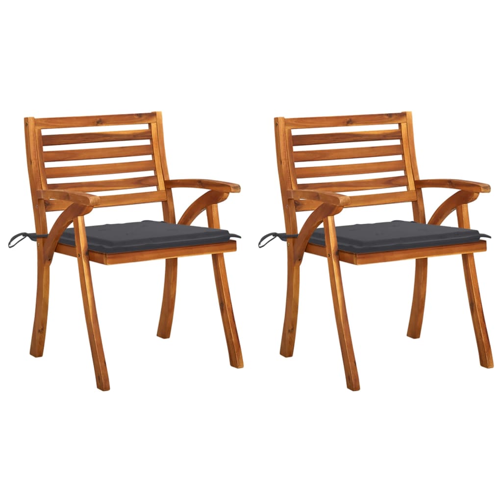 vidaXL Patio Dining Chairs Outdoor Patio Chair with Cushions Solid Wood Acacia-65