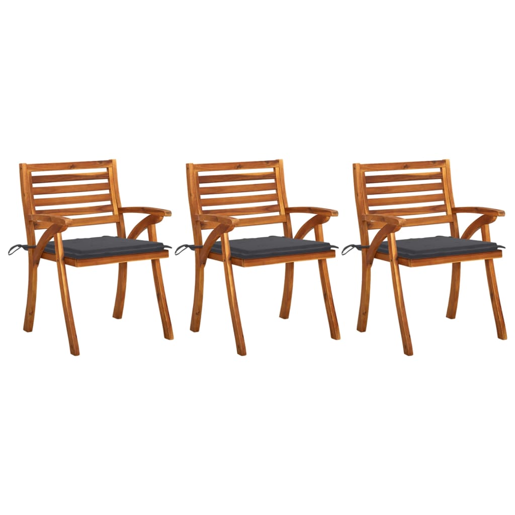 vidaXL Patio Dining Chairs Outdoor Patio Chair with Cushions Solid Wood Acacia-25