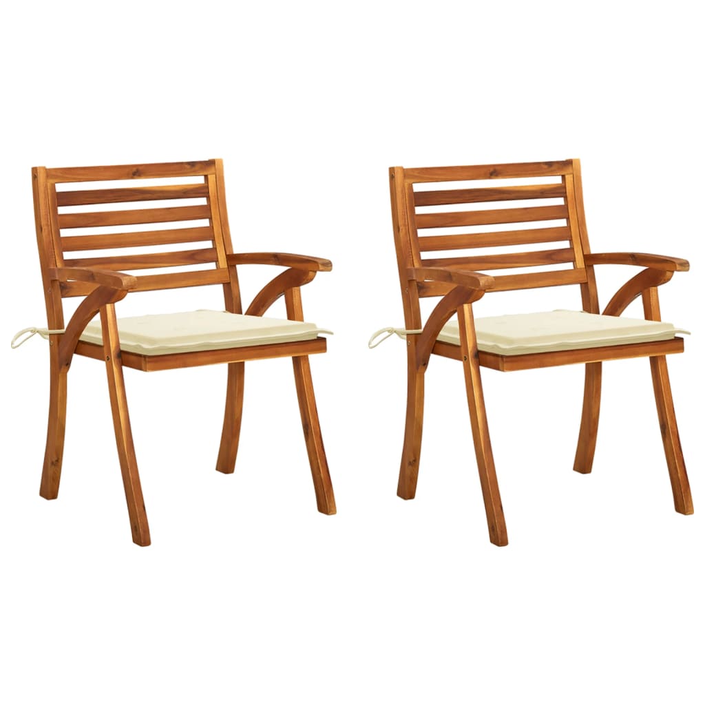 vidaXL Patio Dining Chairs Outdoor Patio Chair with Cushions Solid Wood Acacia-21